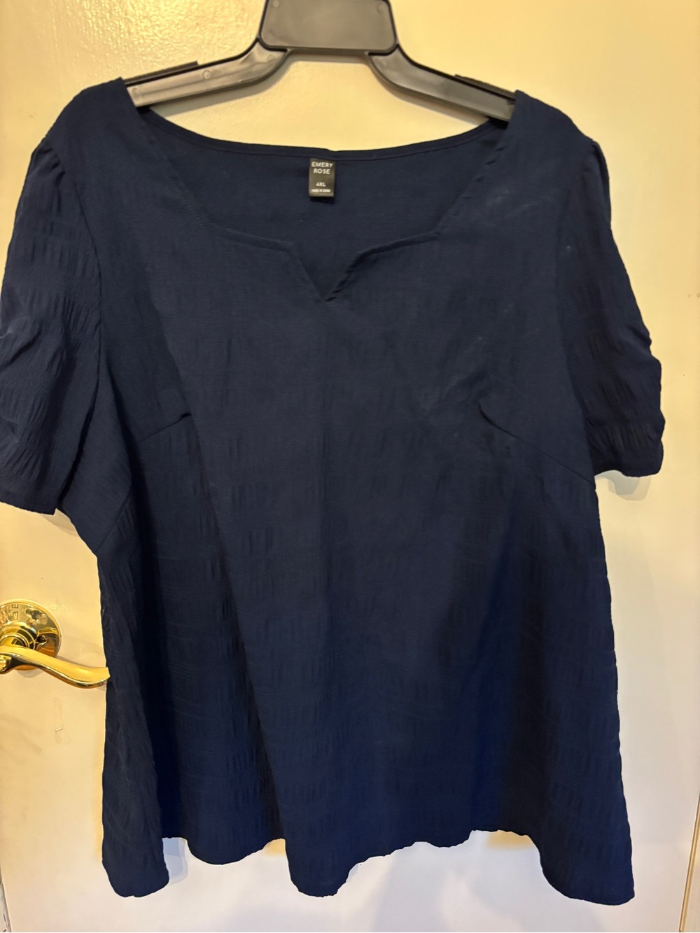 Eileen Fisher Navy Short-Sleeve Scoop Neck Top 4XL